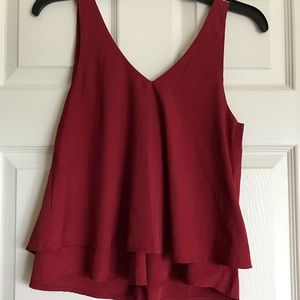 Red flowy top